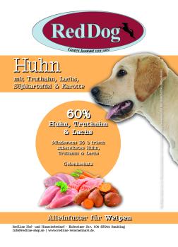 RedLine DOG Welpen Huhn mit Truthahn, Lachs, Süßkartoffel & Karotte getreidefrei 6 kg