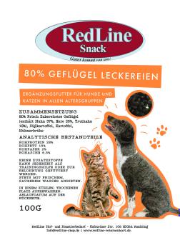 RedLine SNACK Hunde- & Katzensnacks 80% Geflügel Leckereien 100 g